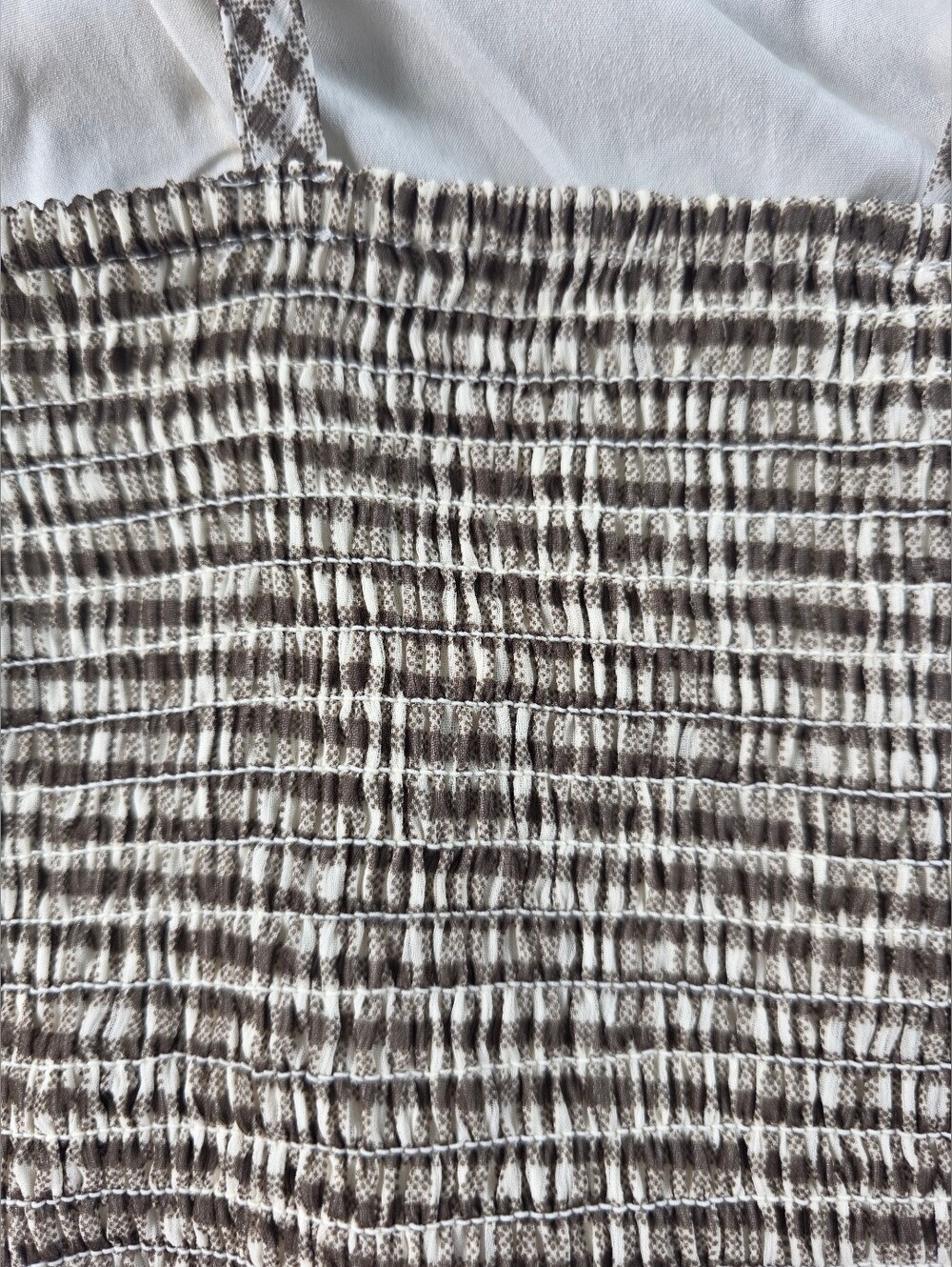 American Eagle Outfitters Women's L Brown/White Gingham Smocked Tie Cami Tank - Picture 6 of 9